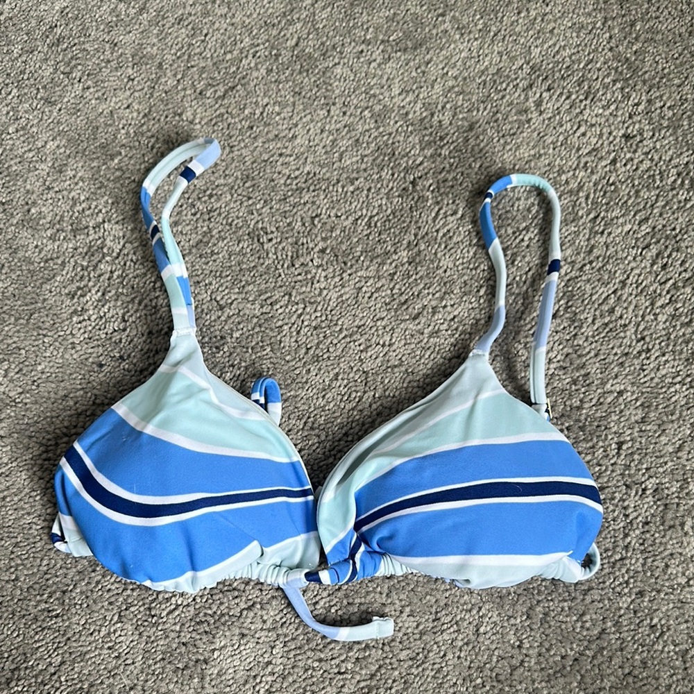 Blue Striped Bikini Top